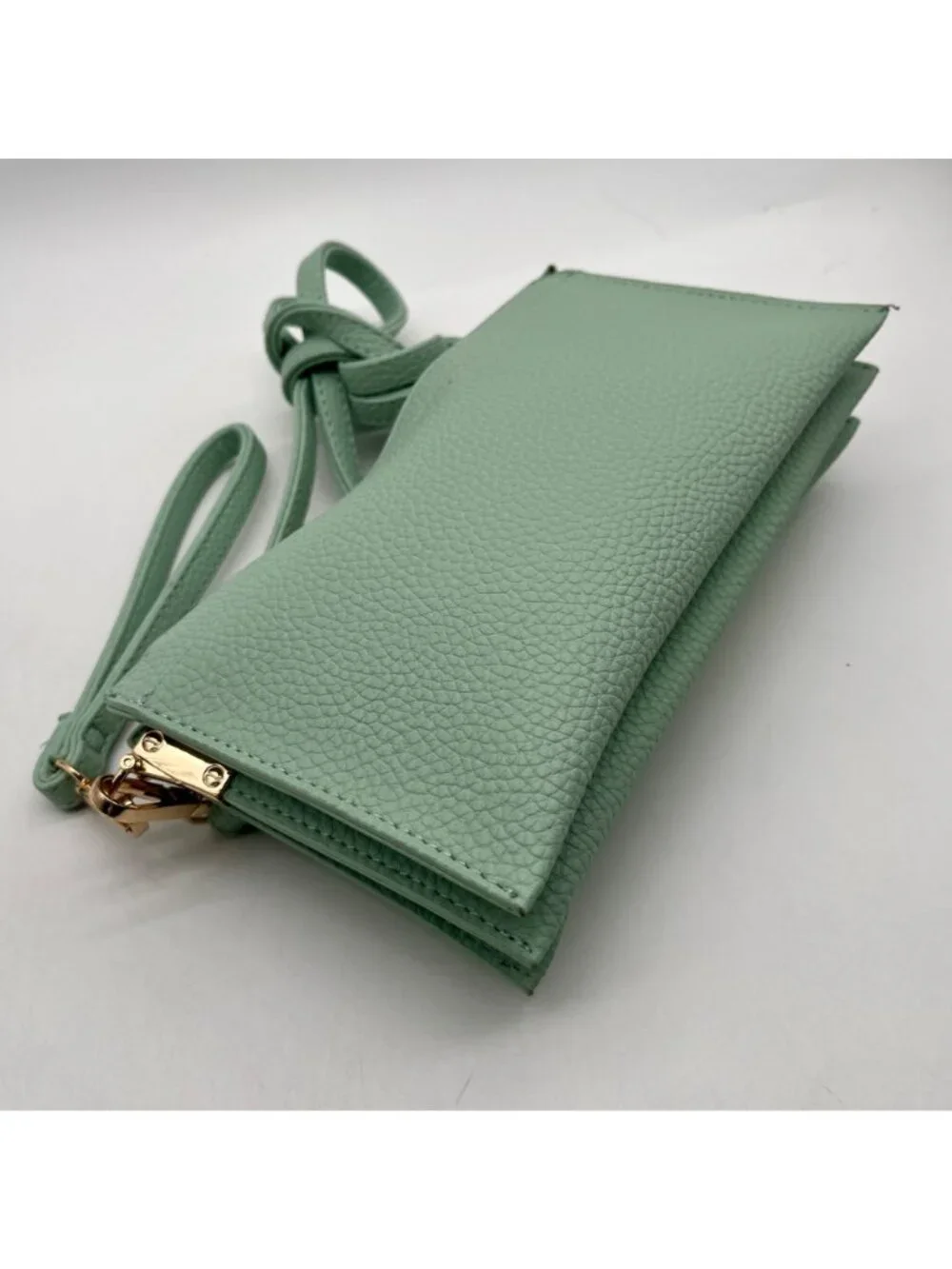 Unbranded Light Mint Pebbled FauxLeather Reversible Wristlet